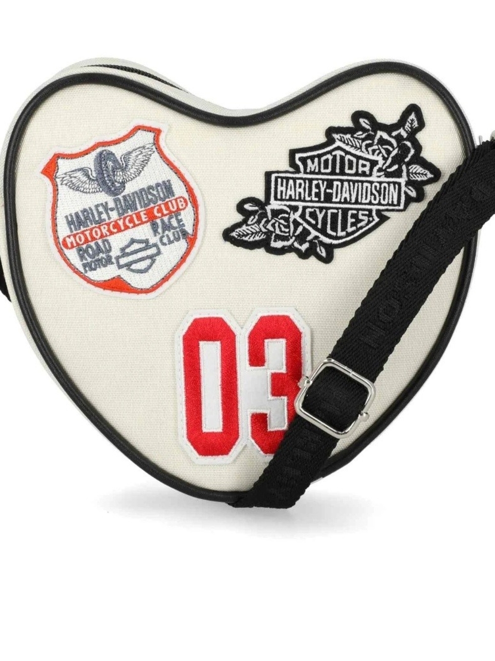 Harley-Davidson Kids Heart Crossbody Bag in Cream with Red Accents